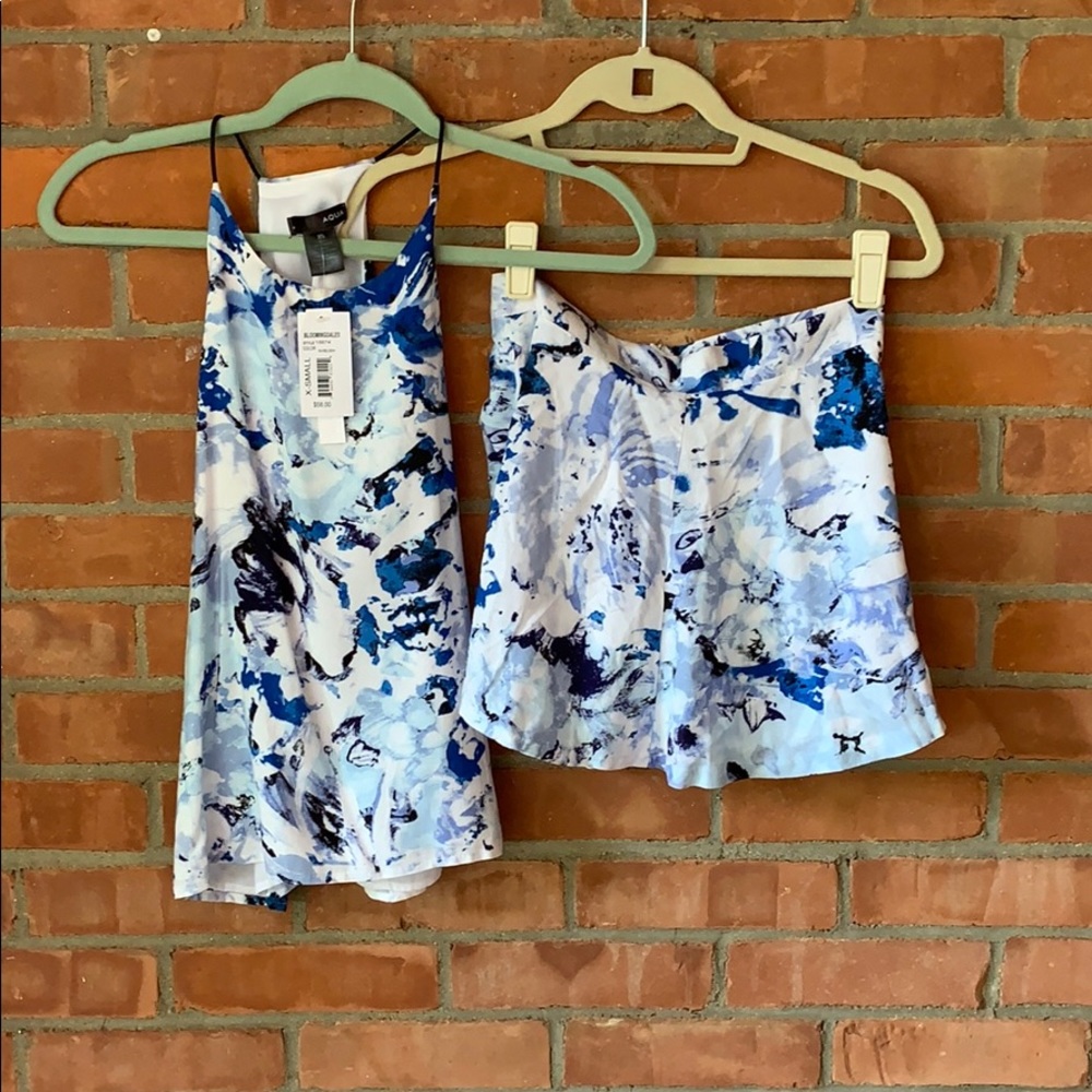 Aqua *NWT* Patterned Blue Tank Top, Size XS